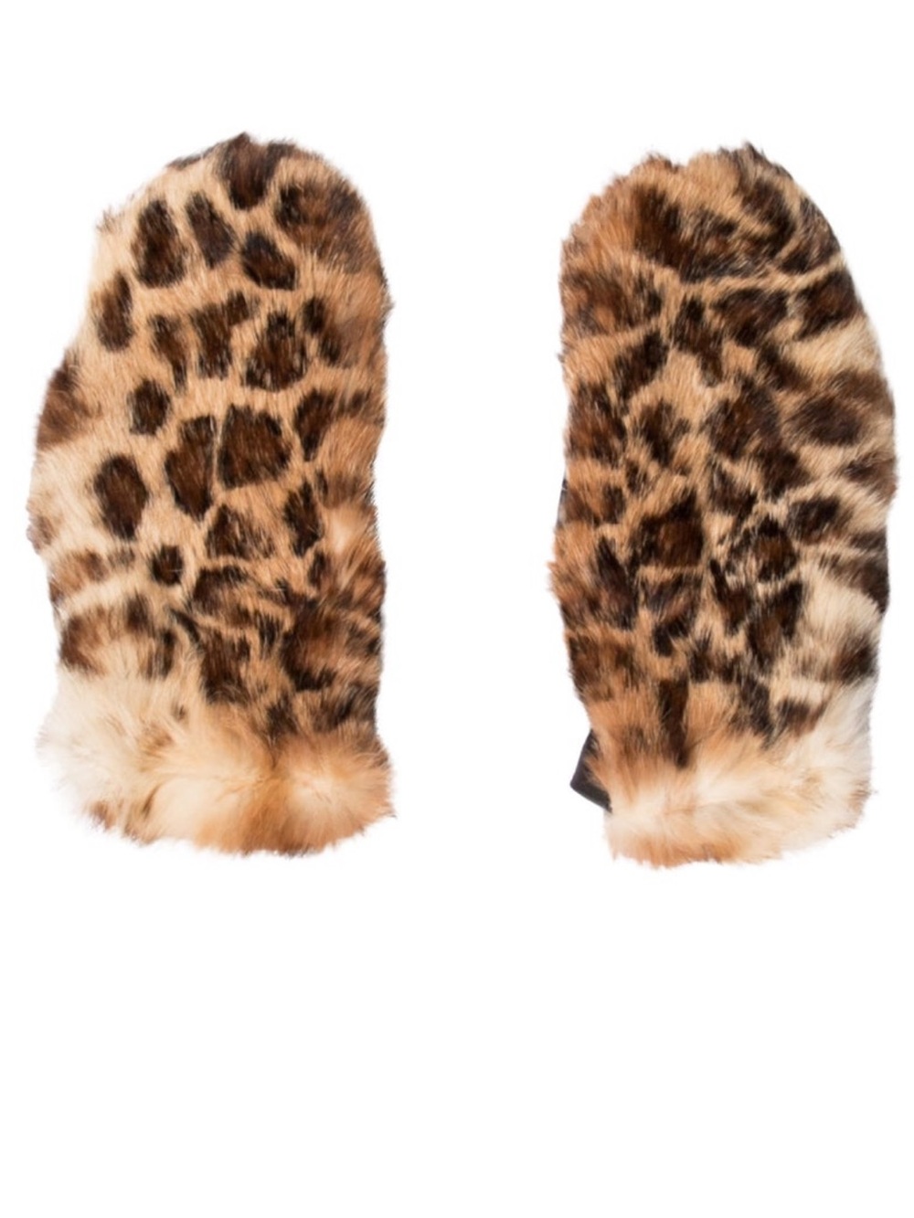 Rabbit Fur Leopard Print Mittens
